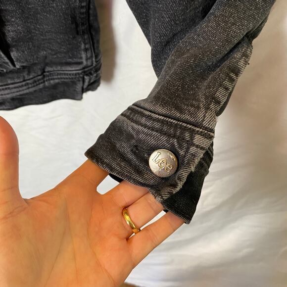 Lee Men's Denim Tucker Jacket Size Small Black Sherpa Lined Jean Coat Winter - Picture 4 of 11